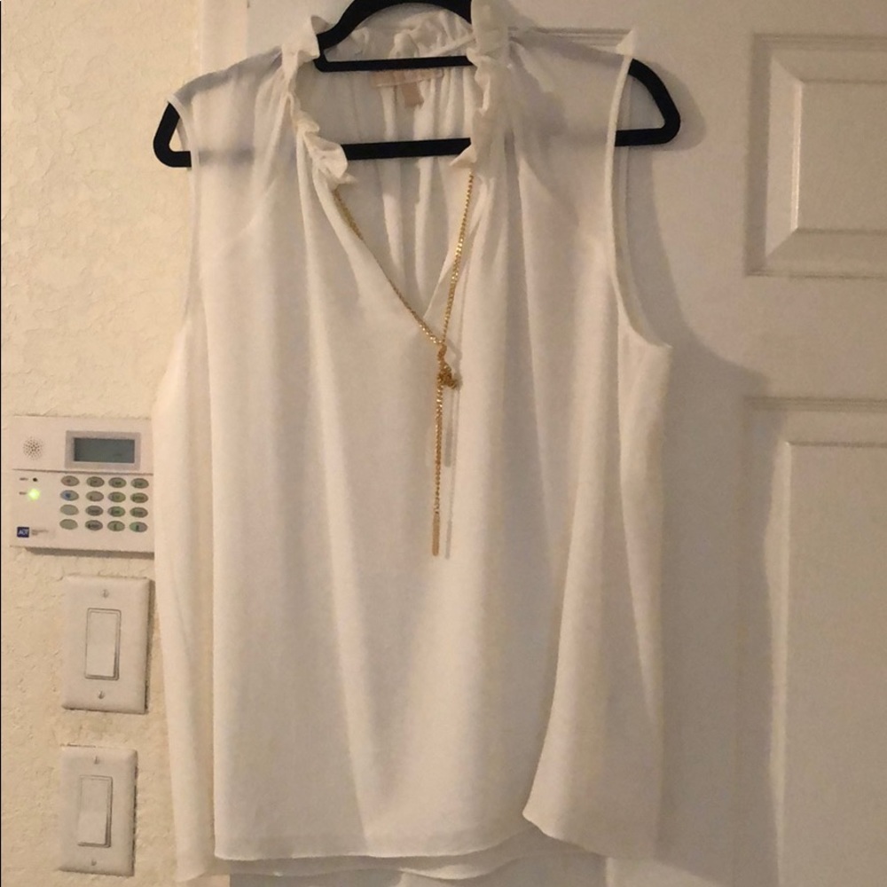 Michael Kors white top with built in necklace